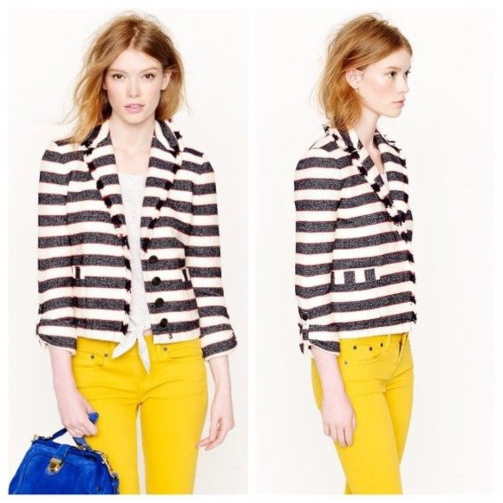 J CREW NWT Cotton-Blend 'Legion' Striped Jacke/Blazer - Picture 3 of 9